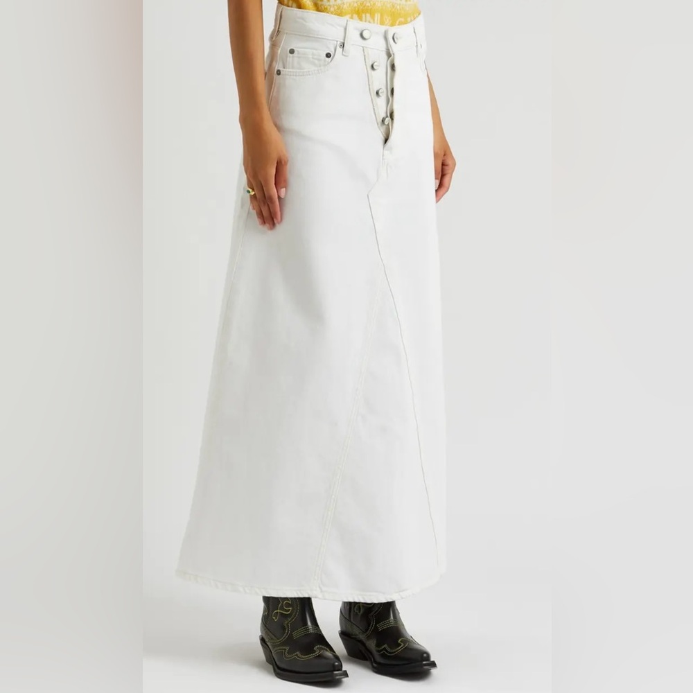 GANNI off-white Double Fly Denim Skirt size 28